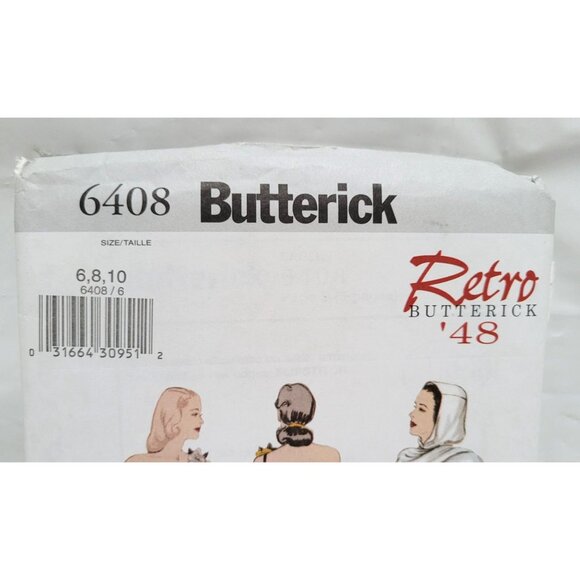 Vintage Butterick Retro 48 Dress & Hooded Scarf Sewing Pattern 6408 Sizes 6 8 10 - Picture 2 of 3